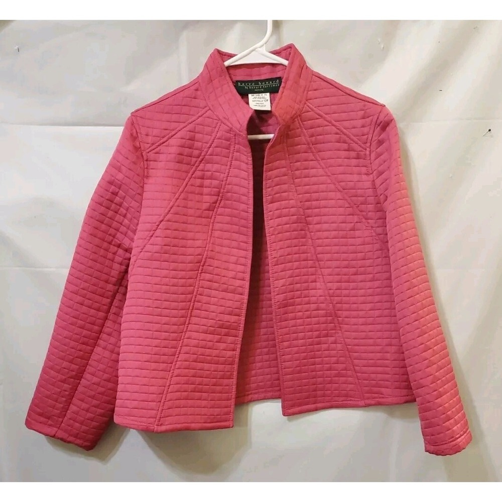 Harve Benard / Benard Holtzman Women Hot Pink Quilted Open Jacket Size 12 Petite